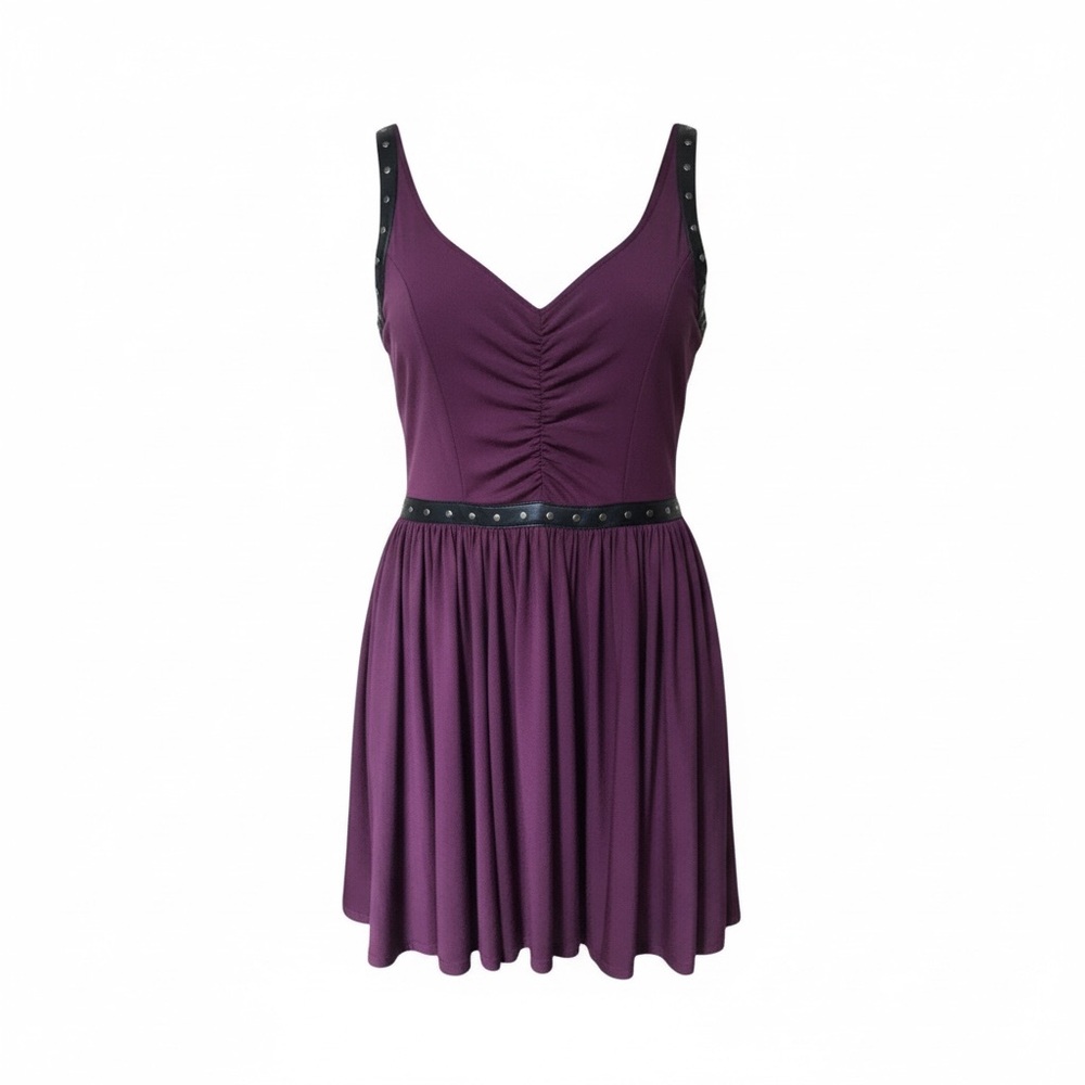 Venus Faux Leather Trim Sleeveless Dress